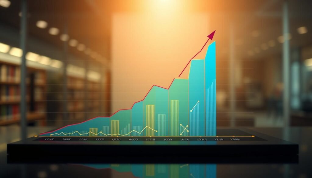 A comprehensive graph depicting the academic performance trajectory, showcasing an upward trend through vibrant colors and clean, modern visualizations. The foreground displays the key performance metrics, meticulously crafted to convey a sense of progress and improvement. The middle ground features a minimalist, yet impactful design, highlighting the various data points that contribute to the overall academic achievement. The background incorporates a soft, ethereal glow, creating a professional and polished atmosphere that resonates with the academic setting. Optimal lighting and camera angles ensure the graph is presented in a visually striking and easy-to-interpret manner, effectively communicating the positive impact of the subject matter.