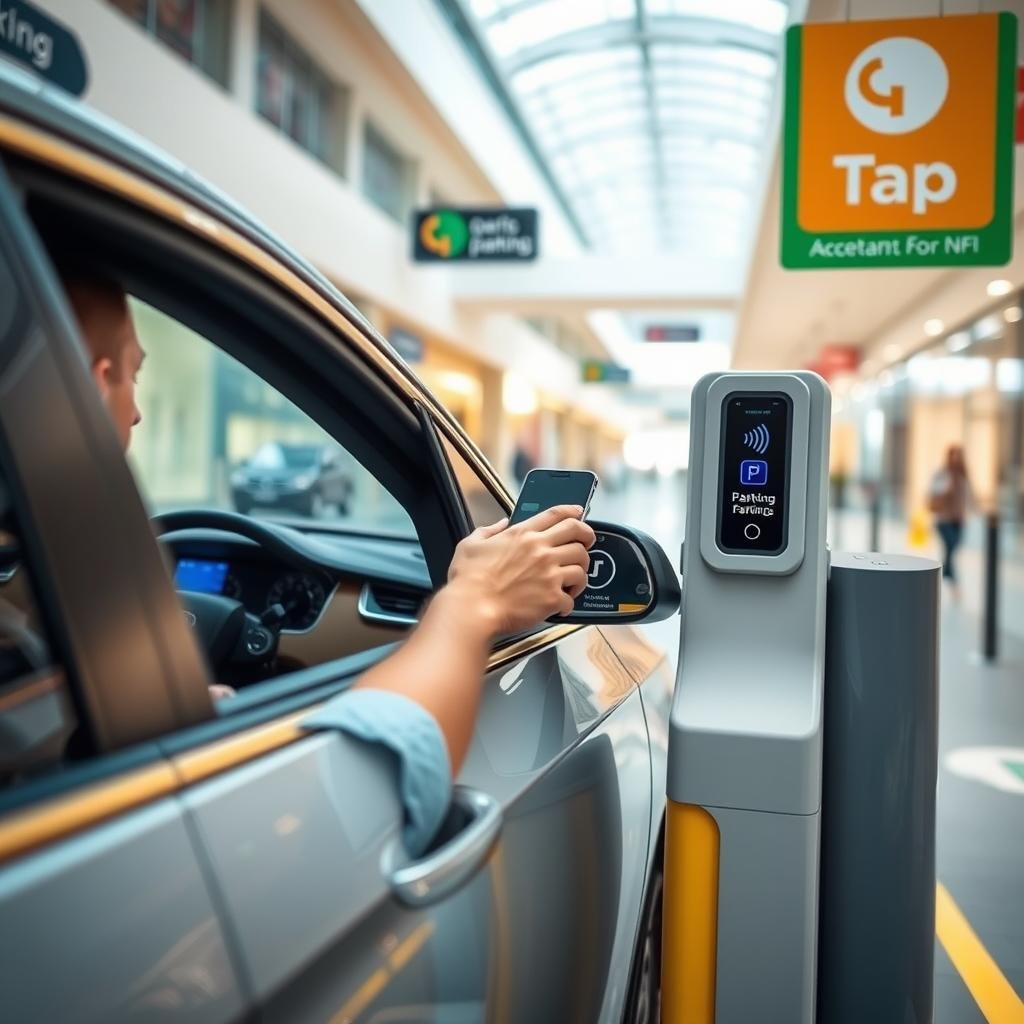 Penggunaan QRIS Tap untuk pembayaran parkir di mal Penggunaan QRIS Tap untuk pembayaran parkir di mal
