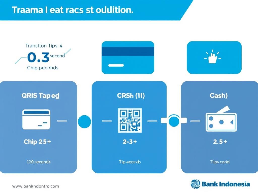 Perbandingan visual kecepatan transaksi QRIS Tap dengan metode pembayaran lainnya Perbandingan visual kecepatan transaksi QRIS Tap dengan metode pembayaran lainnya